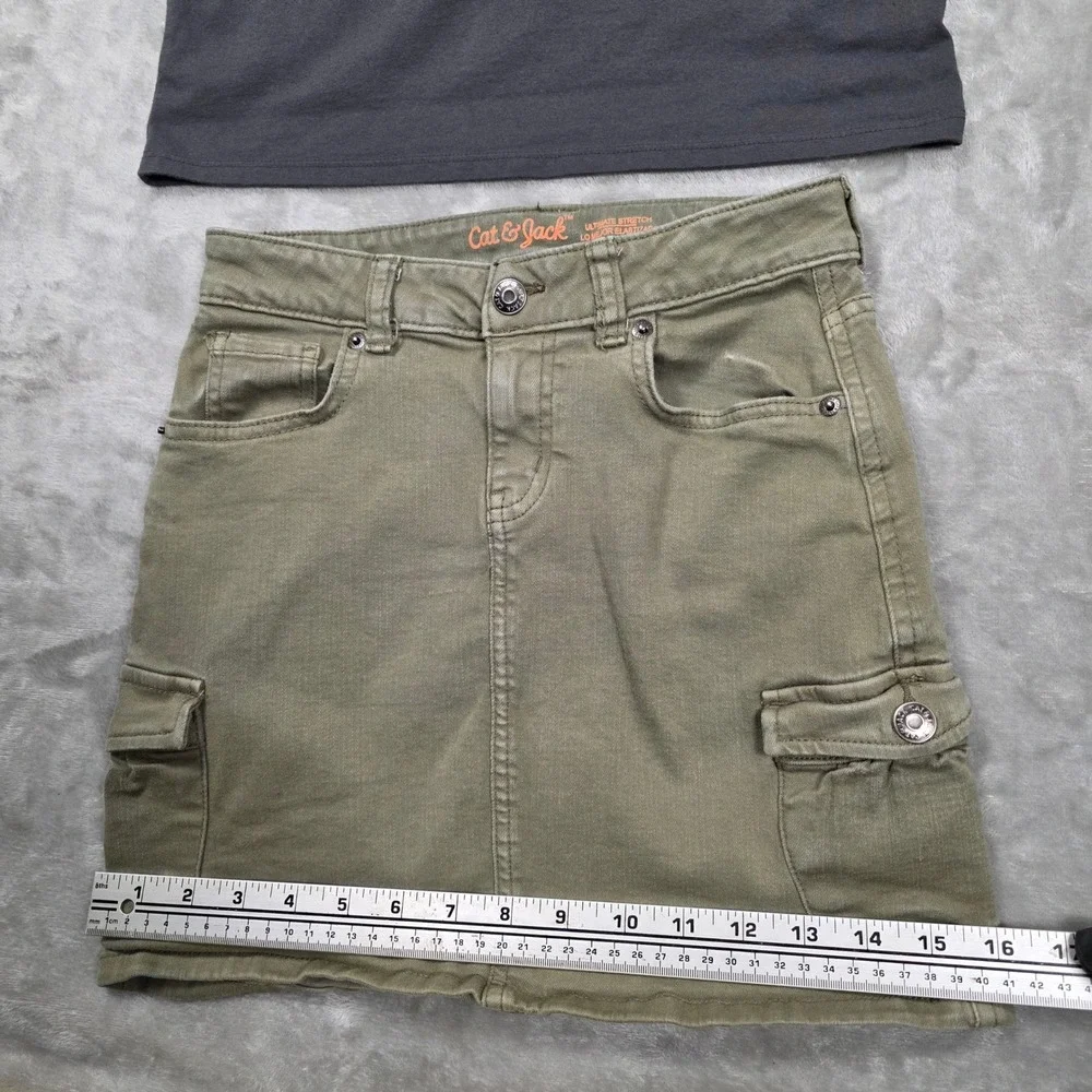Cat‎ & Jack Girls Palm Tree Tee & Cargo Skirt Set L 10/12 Retro